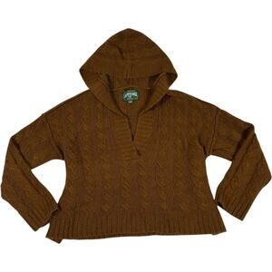 American Eagle Brown Chunky Knit Oversized Cropped Sweater Women's S Bella Swan